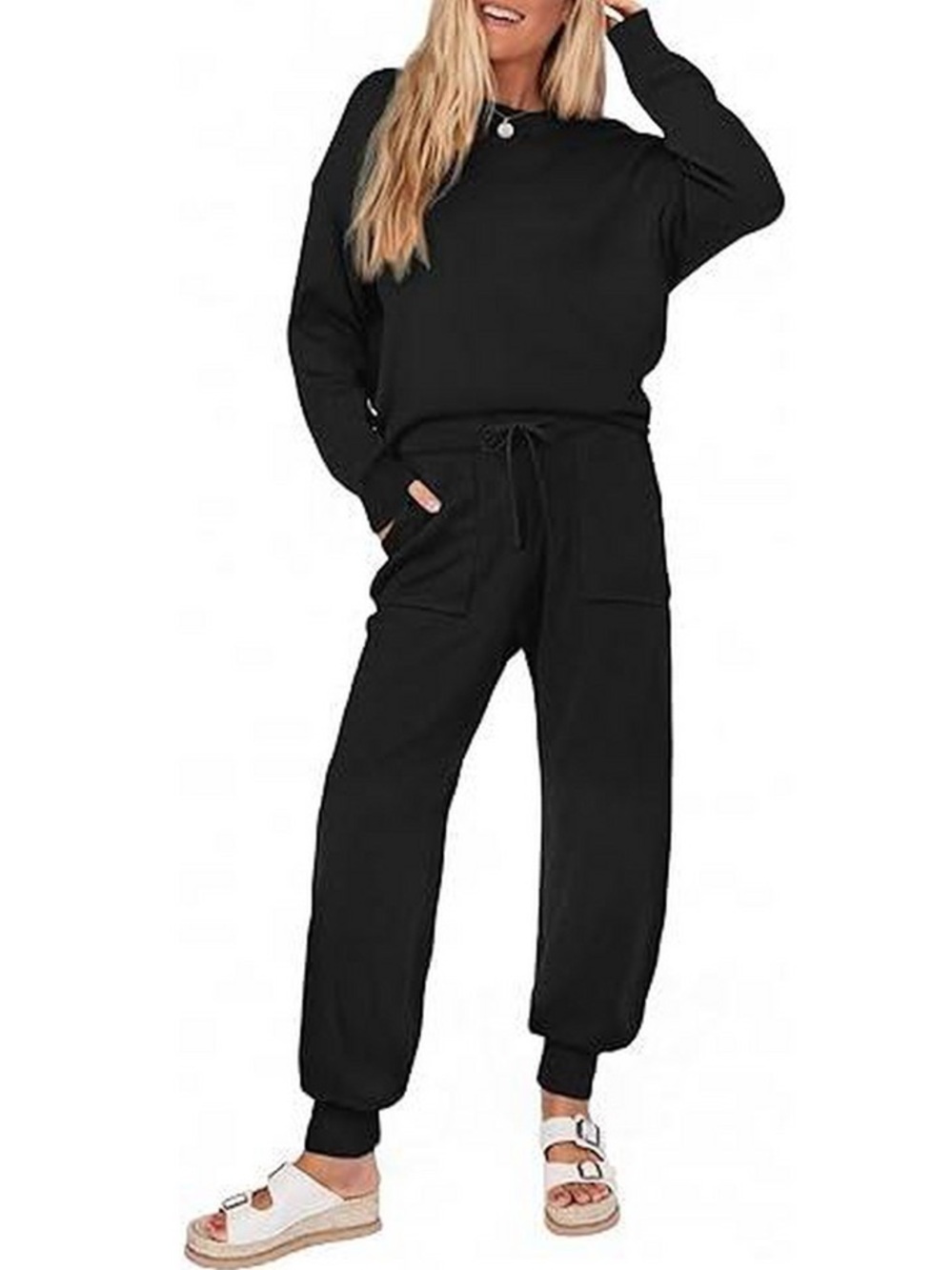 Black Women’s Knit Matching Travel Set EKR